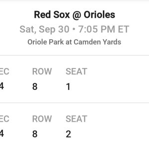 Baltimore Orioles vs. Boston Red Sox @ Camden Yards