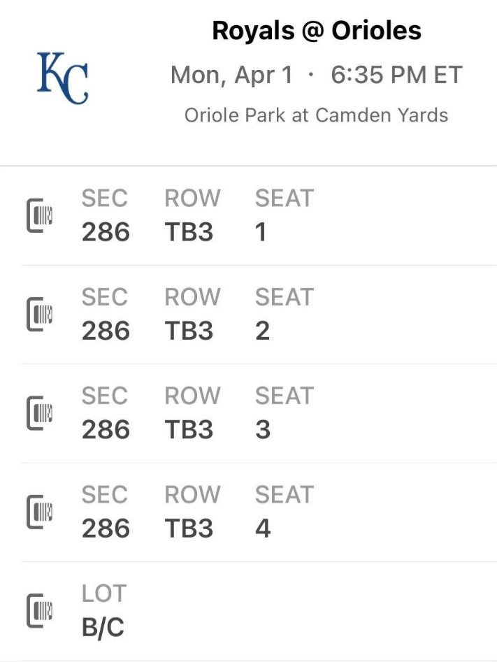 4 Orioles vs Royals Tix + Buffet + Parking - Image 3