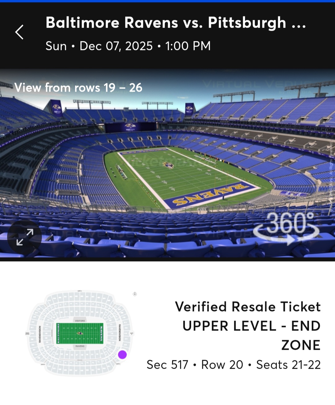 2 Tickets to Ravens vs. Steelers - Image 2