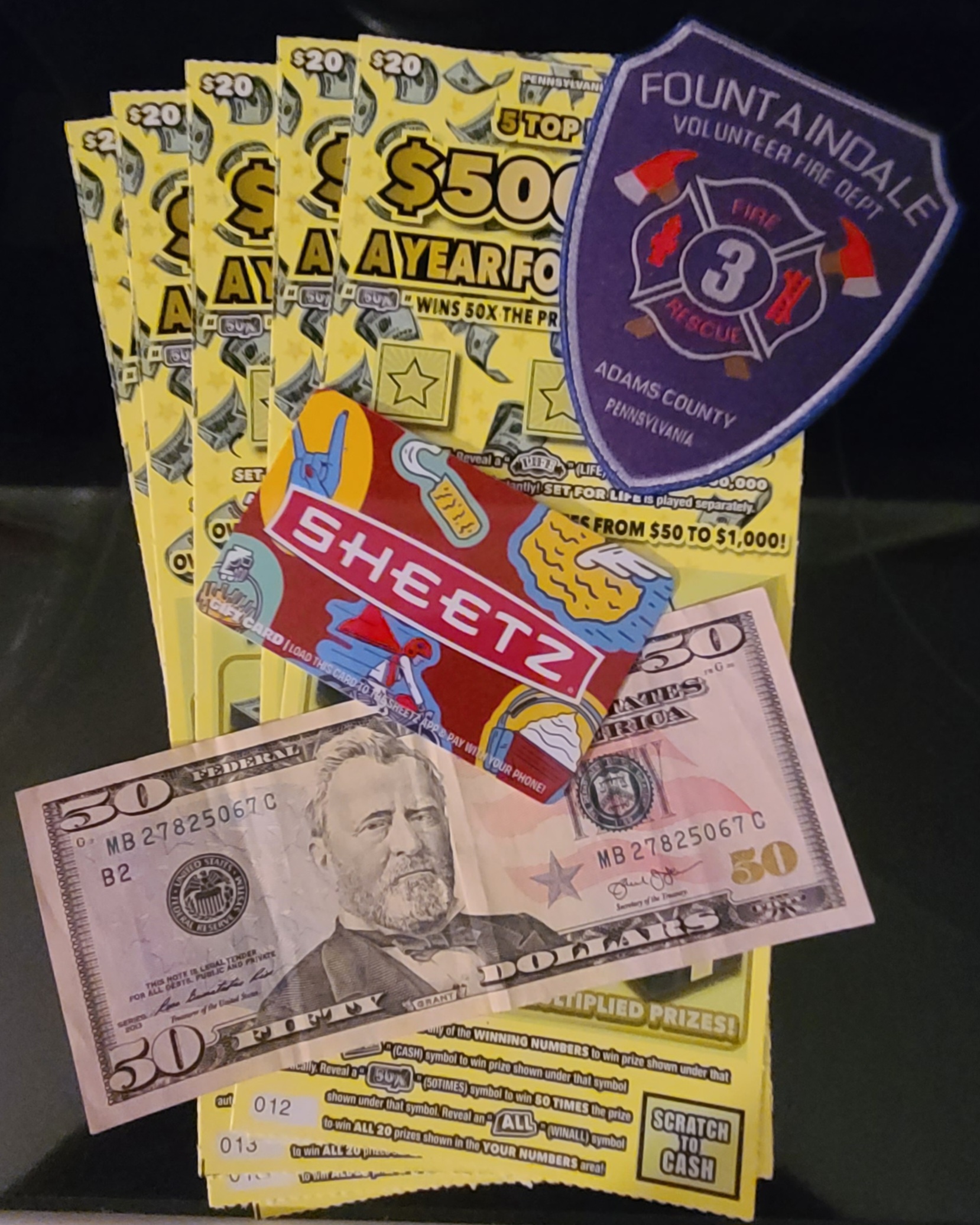 $100 Sheetz Gift Card $100 Scratch Off Lottery Tickets $50 Cash