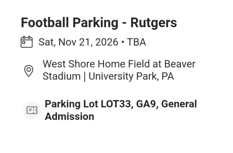 2 Penn State Football Tickets & Parking Pass - Image 2